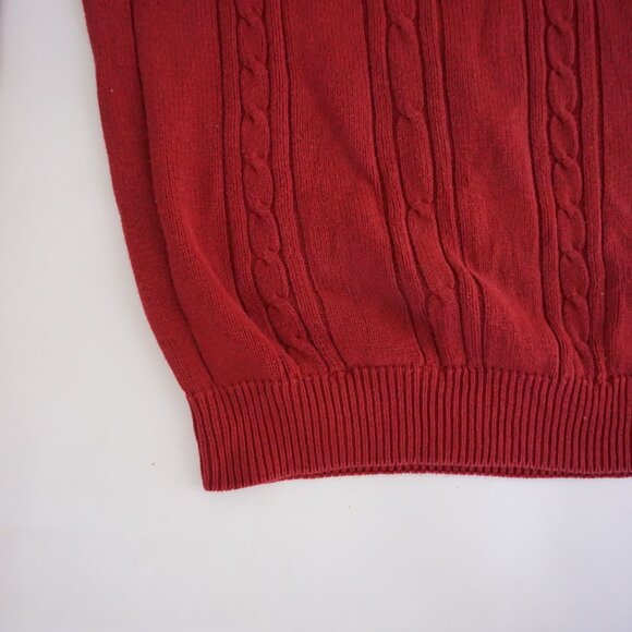 Vintage 80's Izod Maroon 3D Fisherman Cable 100% Cotton Knit Crewneck Sweater XL - Picture 6 of 9